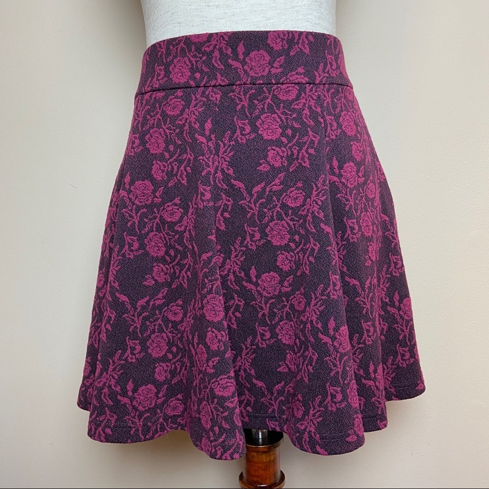 Nordstrom Frenchi Maroon Floral Skater Skirt